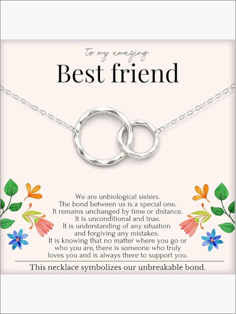 Sterling Silver Best Friend Necklace, 18" Adjustable Chain, Gold Plated